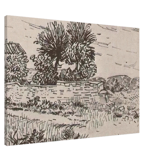 Vincent van Gogh - Landscape with the Wall of a Farm Canvas - 20x30 cm / 8x12 inches-canvas