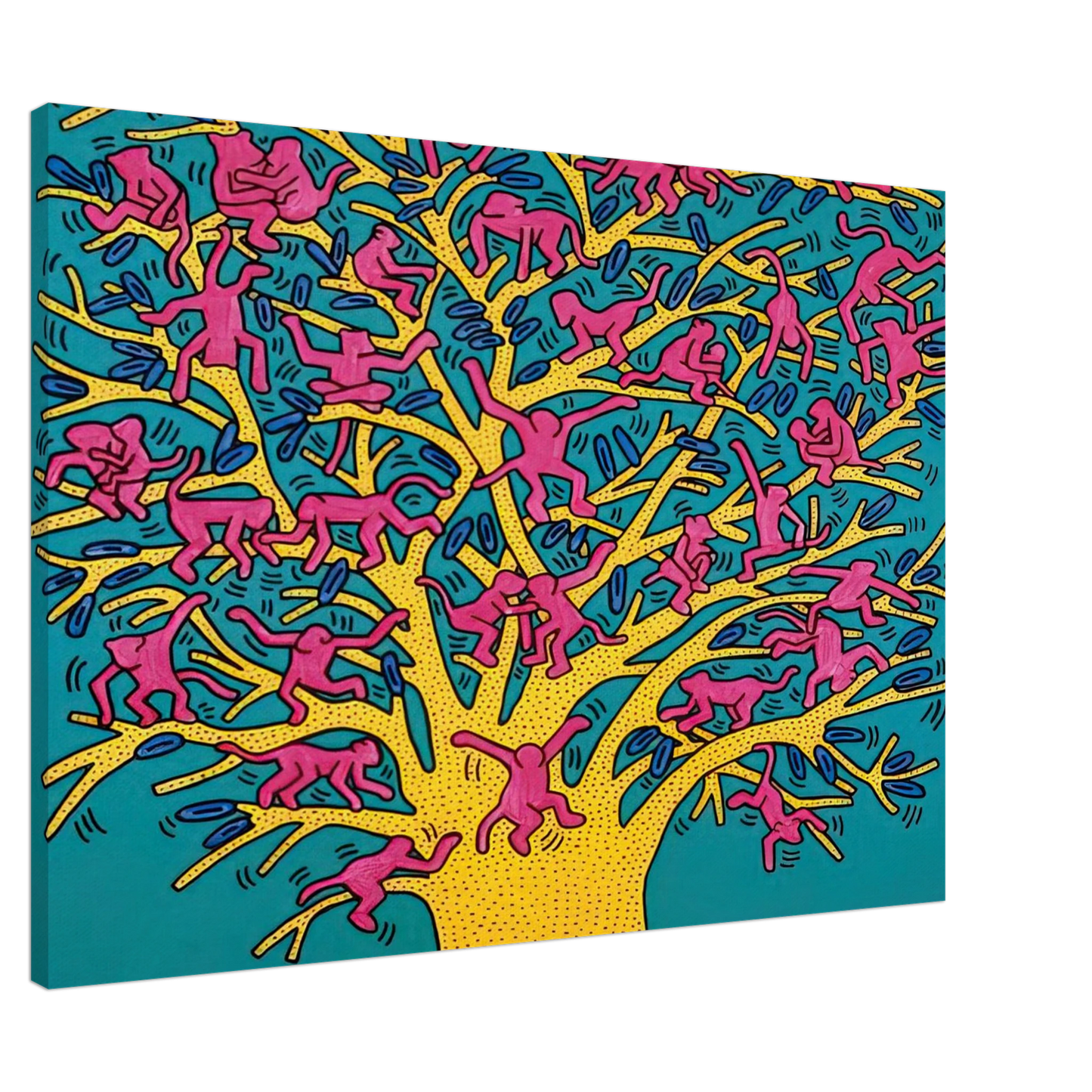 Keith Haring - THE TREE OF MONKEYS Canvas - 20x30 cm / 8x12 inches-canvas