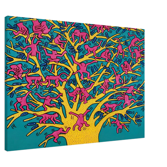 Keith Haring - THE TREE OF MONKEYS Canvas - 20x30 cm / 8x12 inches-canvas