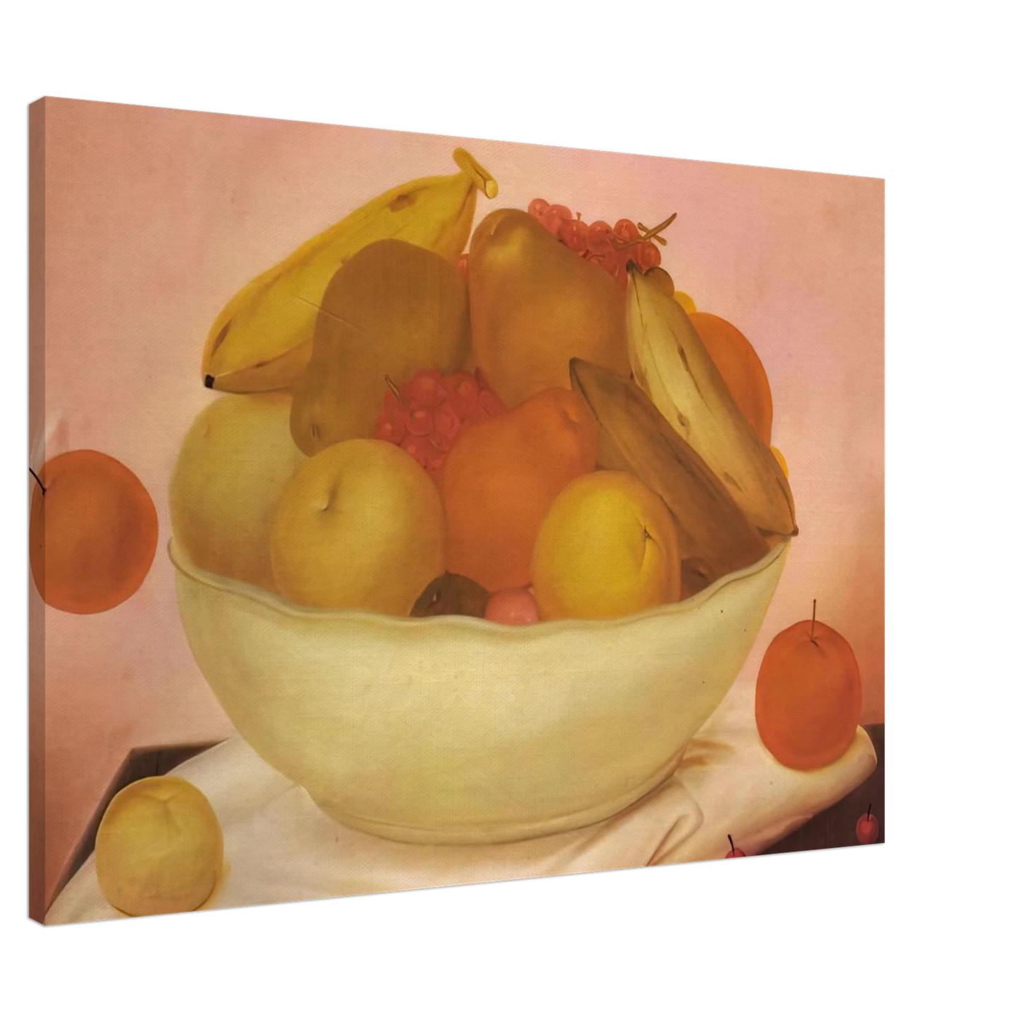 Fernando Botero - STILL LIFE WITH ORANGE FALLING Canvas - 20x30 cm / 8x12 inches-canvas