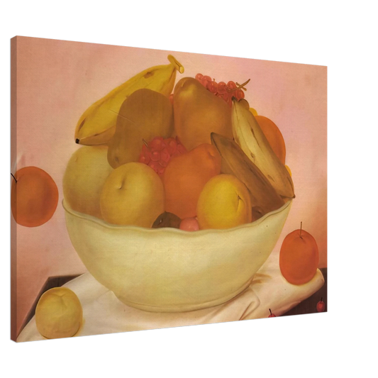 Fernando Botero - STILL LIFE WITH ORANGE FALLING Canvas - 20x30 cm / 8x12 inches-canvas