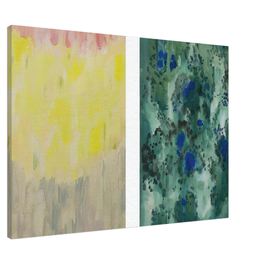 Natalia Goncharova - Harmony in Blue and Green. Abstract Composition - Abstract Art Canvas - 20x30 cm / 8x12 inches-canvas