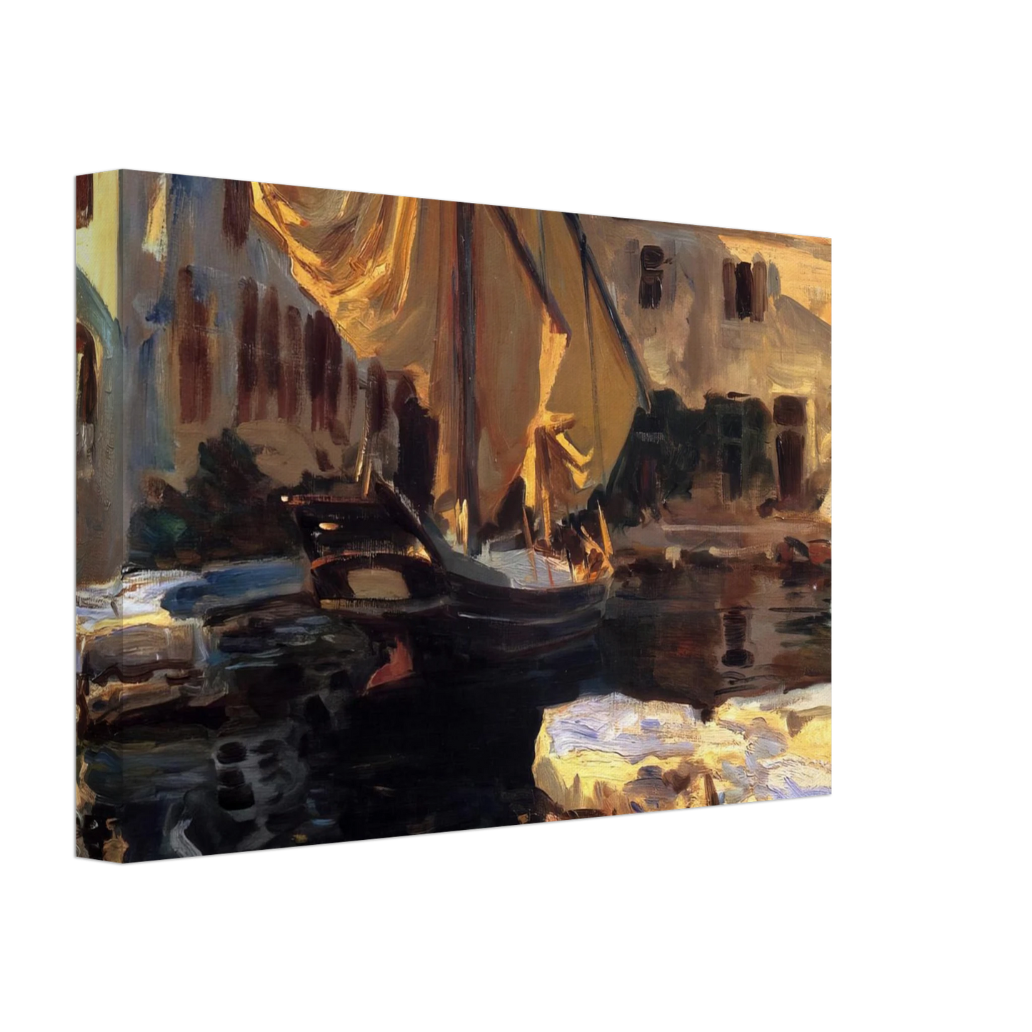 John Singer Sargent - San Vigilio. A Boat with Golden Sail Canvas - 40x60 cm / 16x24 inches-canvas