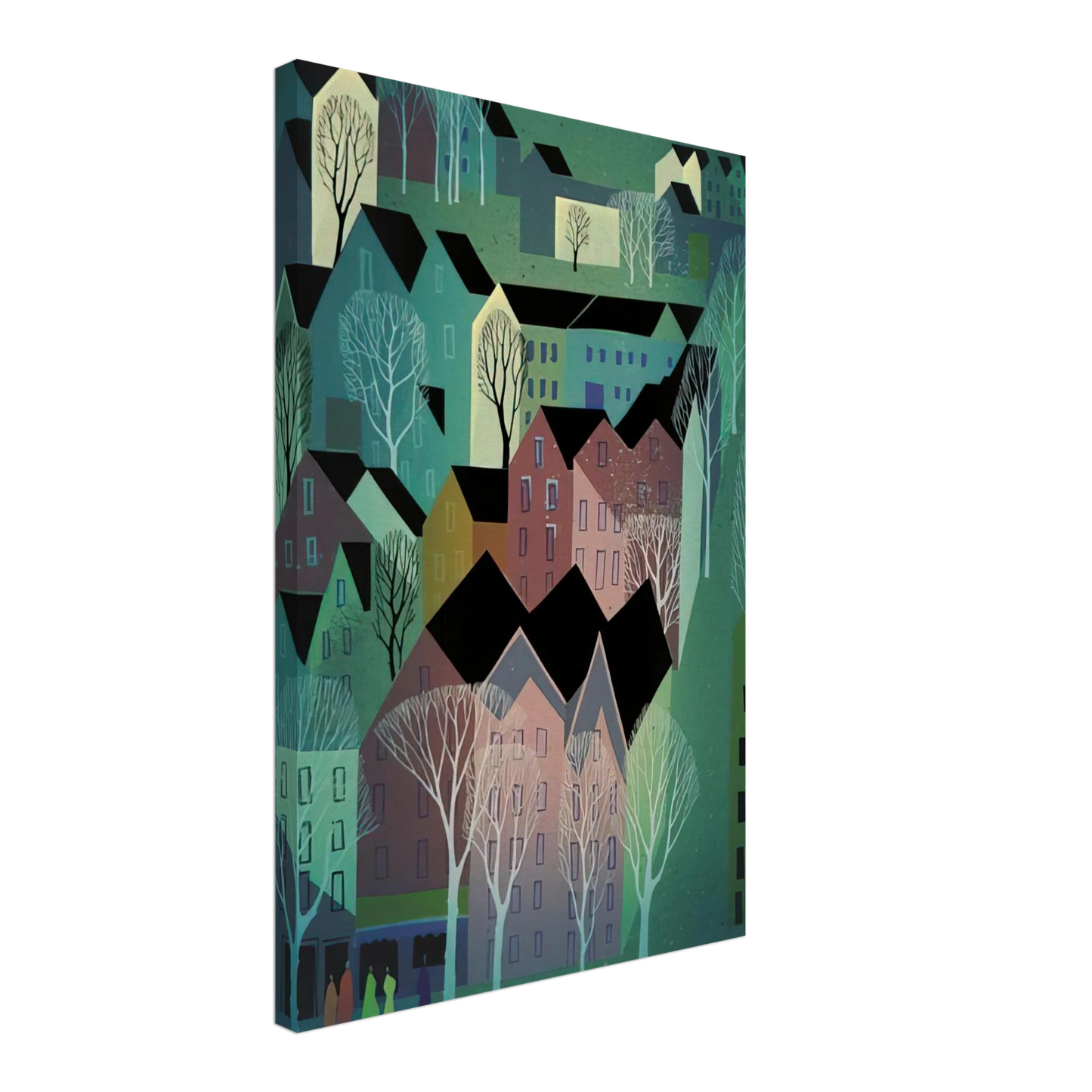 Eyvind Earle - Village Canvas - 40x60 cm / 16x24 inches-canvas