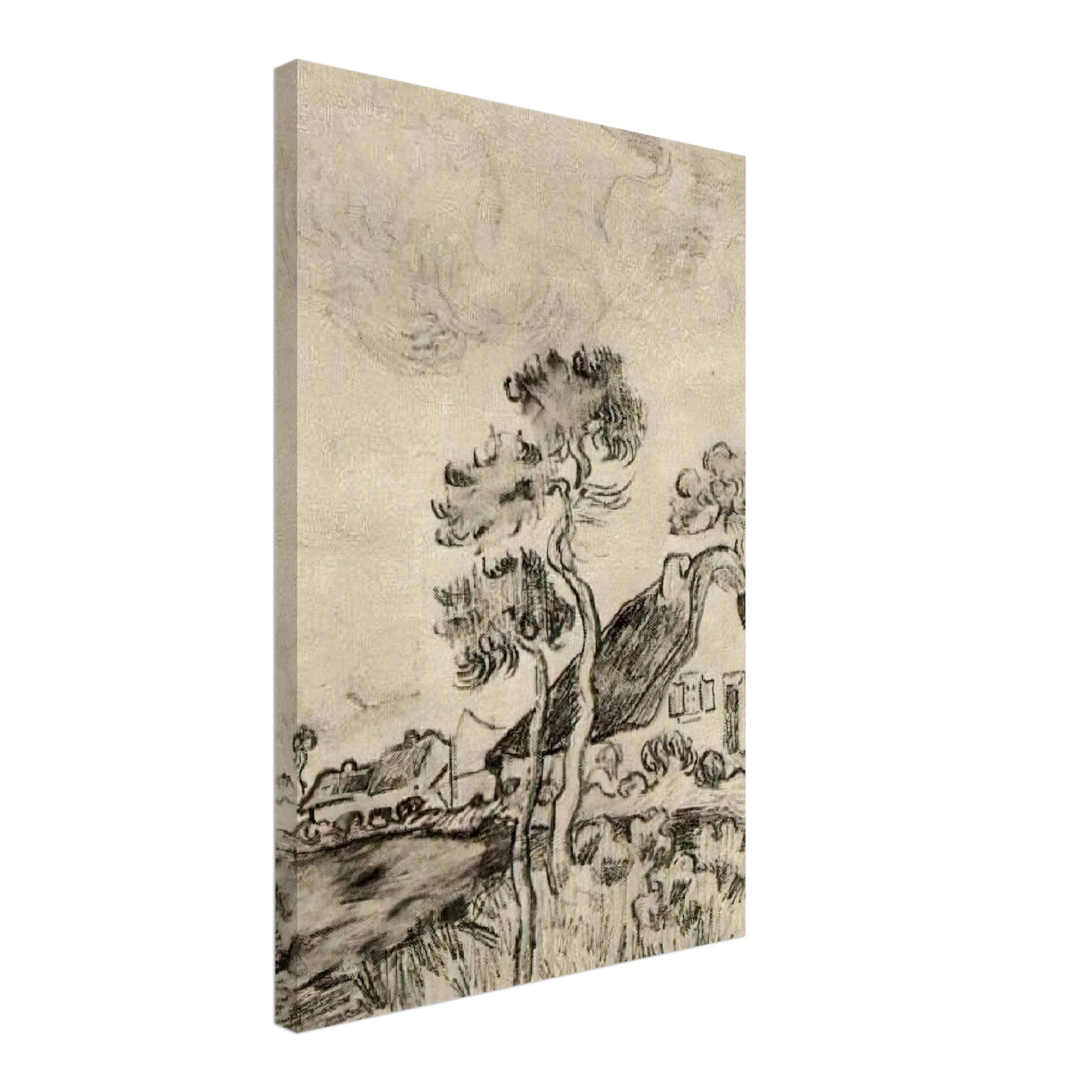 Vincent van Gogh - Cottages and Trees Canvas - 70x100 cm / 28x40 inches-canvas