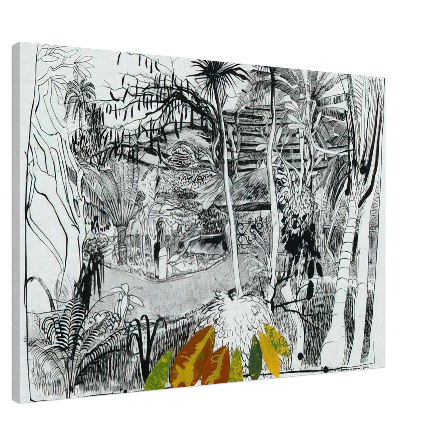 Brett Whiteley - The Garden in Sanur - Bali - 1980 Canvas - 20x30 cm / 8x12 inches-canvas