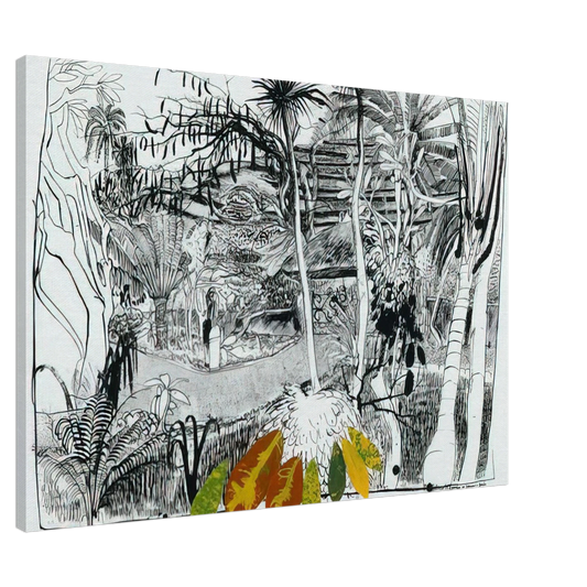 Brett Whiteley - The Garden in Sanur - Bali - 1980 Canvas - 20x30 cm / 8x12 inches-canvas
