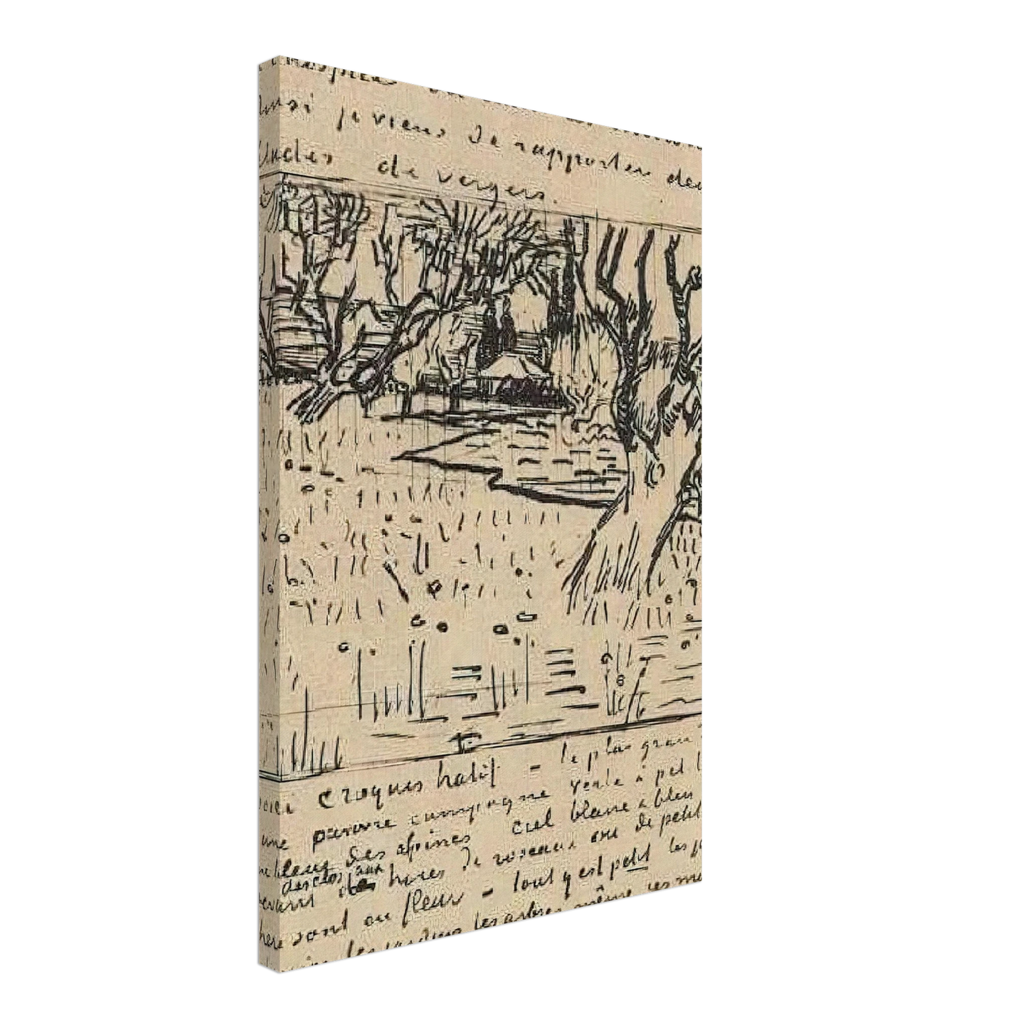 Vincent van Gogh - Orchard in Bloom with View of Arles Canvas - 40x60 cm / 16x24 inches-canvas