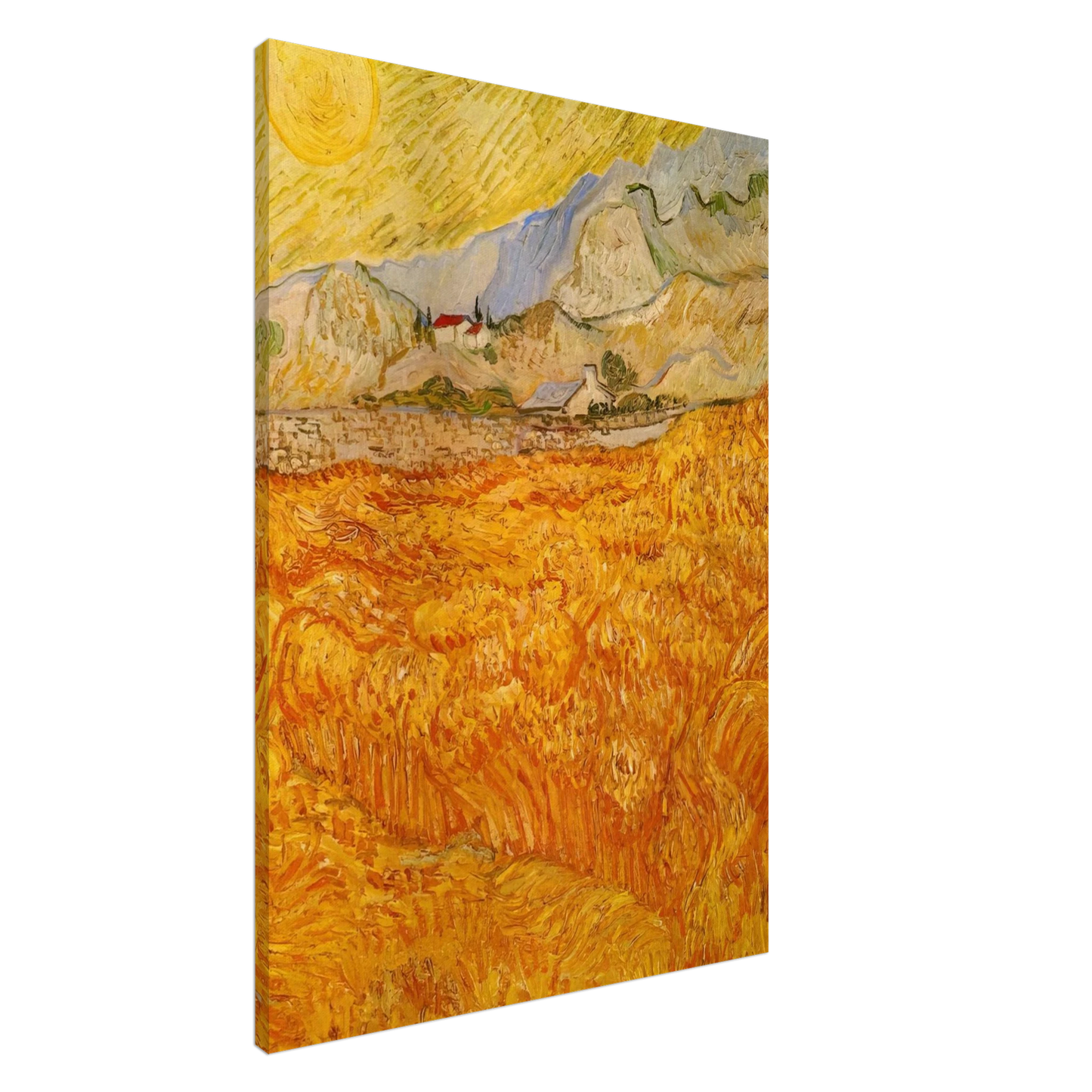 Vincent van Gogh - Wheat Field behind Saint Paul Hospital with a Reaper Canvas - 20x30 cm / 8x12 inches-canvas