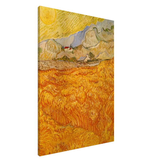 Vincent van Gogh - Wheat Field behind Saint Paul Hospital with a Reaper Canvas - 20x30 cm / 8x12 inches-canvas