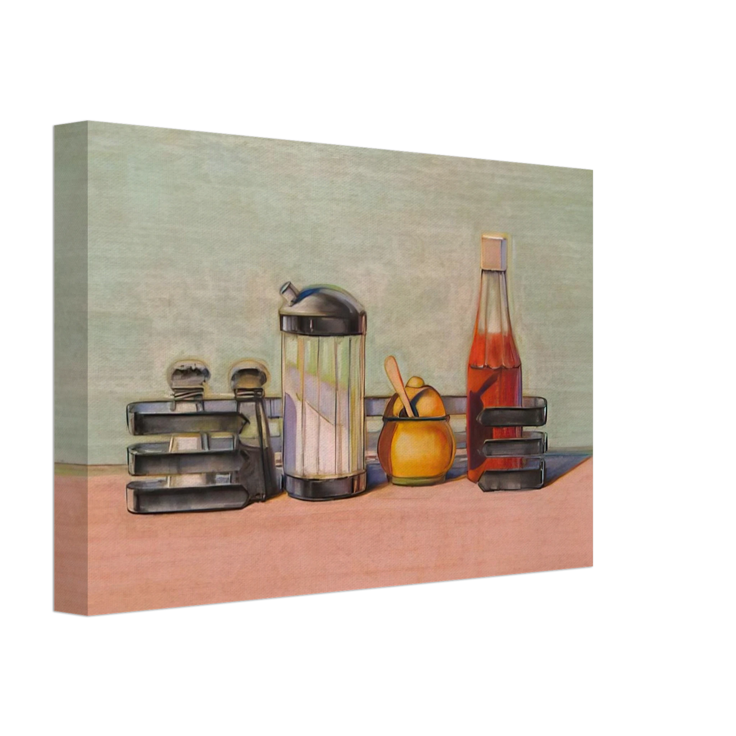 Wayne Thiebaud - Caged Condiments - 2000 Canvas - 70x100 cm / 28x40 inches-canvas