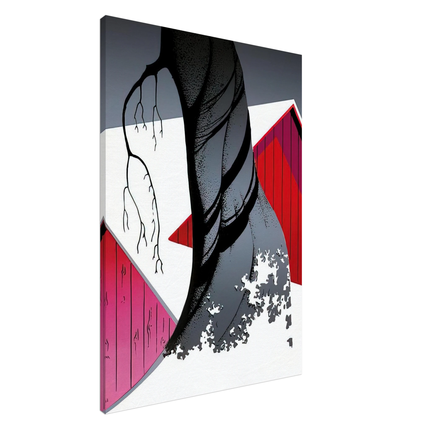 Eyvind Earle - Red Barn and Grey Sky Canvas - 20x30 cm / 8x12 inches-canvas