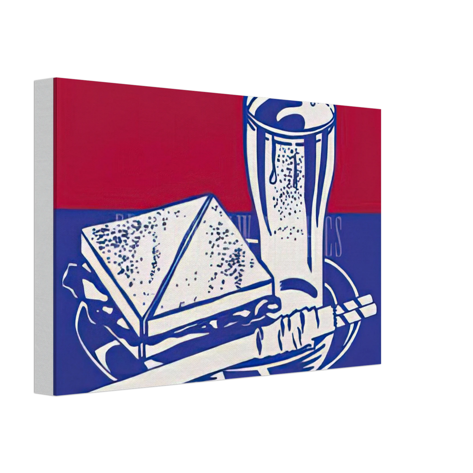 Roy Lichtenstein - SANDWICH AND SODA 1964 Canvas - 40x60 cm / 16x24 inches-canvas