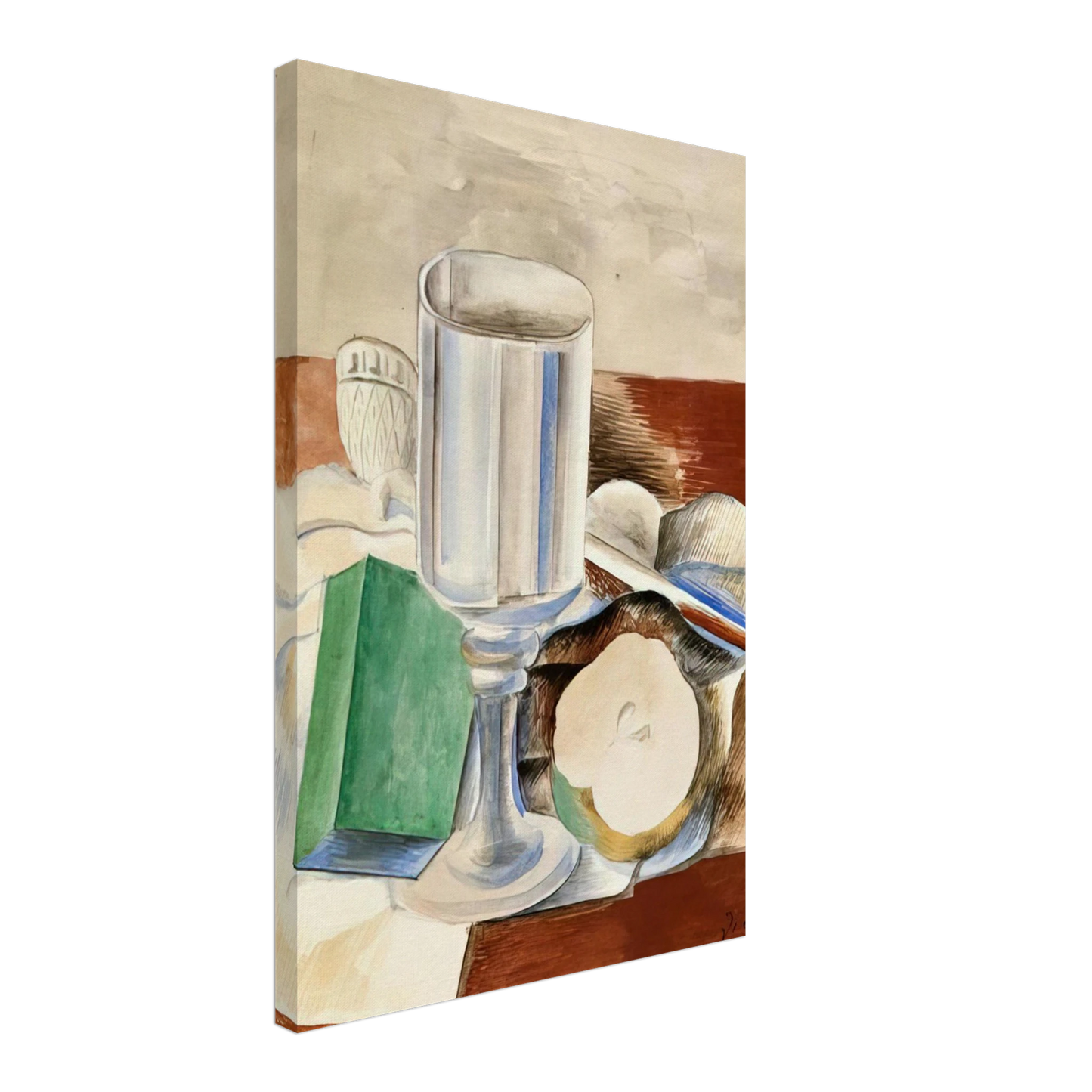 Pablo Picasso - Still life with a Glass and an Apple - 1914 Canvas - 70x100 cm / 28x40 inches-canvas