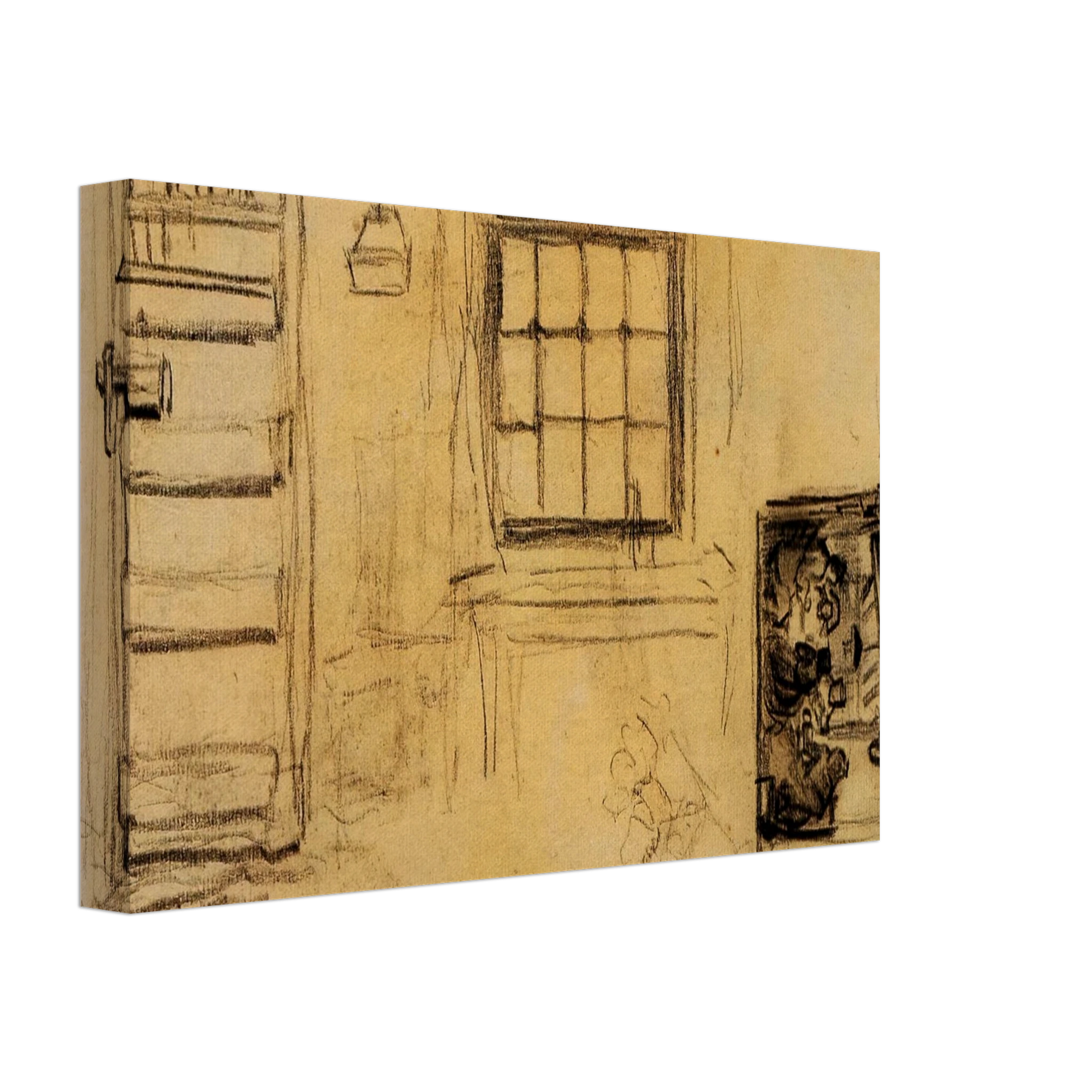 Vincent van Gogh - Studies of the Interior of a Cottage, and a Sketch of The Potato Eaters Canvas - 40x60 cm / 16x24 inches-canvas
