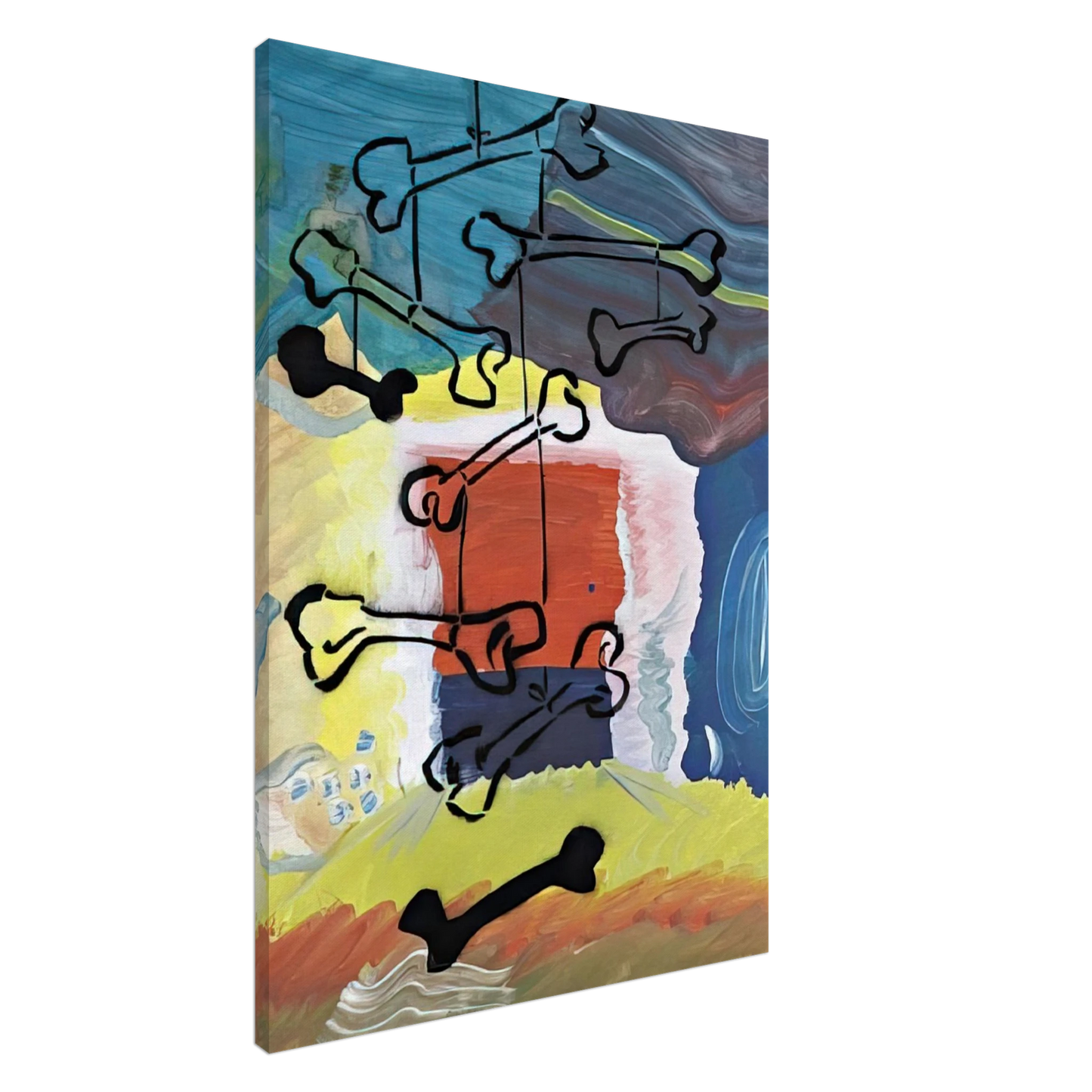 Sigmar Polke - KNOCHEN MOBILE 1981 Canvas - 20x30 cm / 8x12 inches-canvas