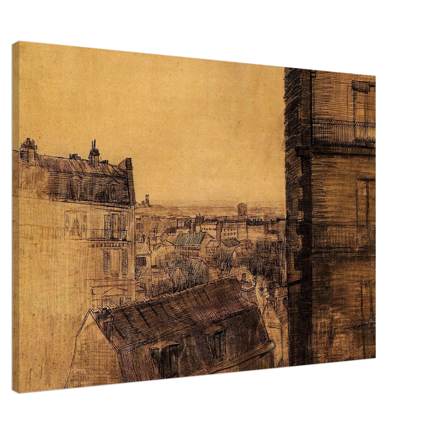 Vincent van Gogh - View from the Apartment in the Rue Lepic Canvas - 20x30 cm / 8x12 inches-canvas