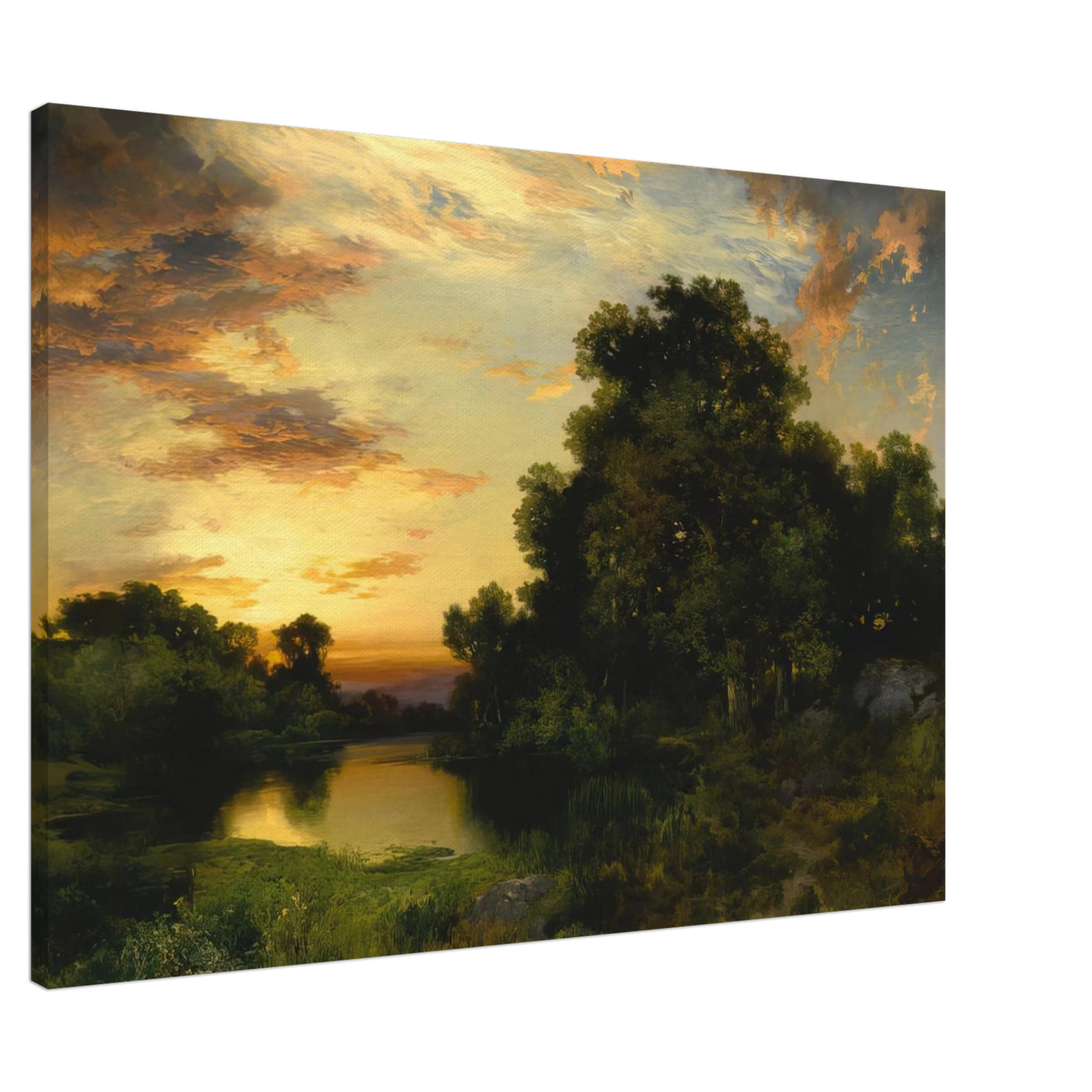 Thomas Moran - Sunset on Long Island Canvas - 20x30 cm / 8x12 inches-canvas