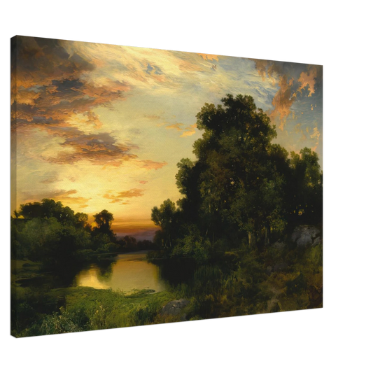 Thomas Moran - Sunset on Long Island Canvas - 20x30 cm / 8x12 inches-canvas
