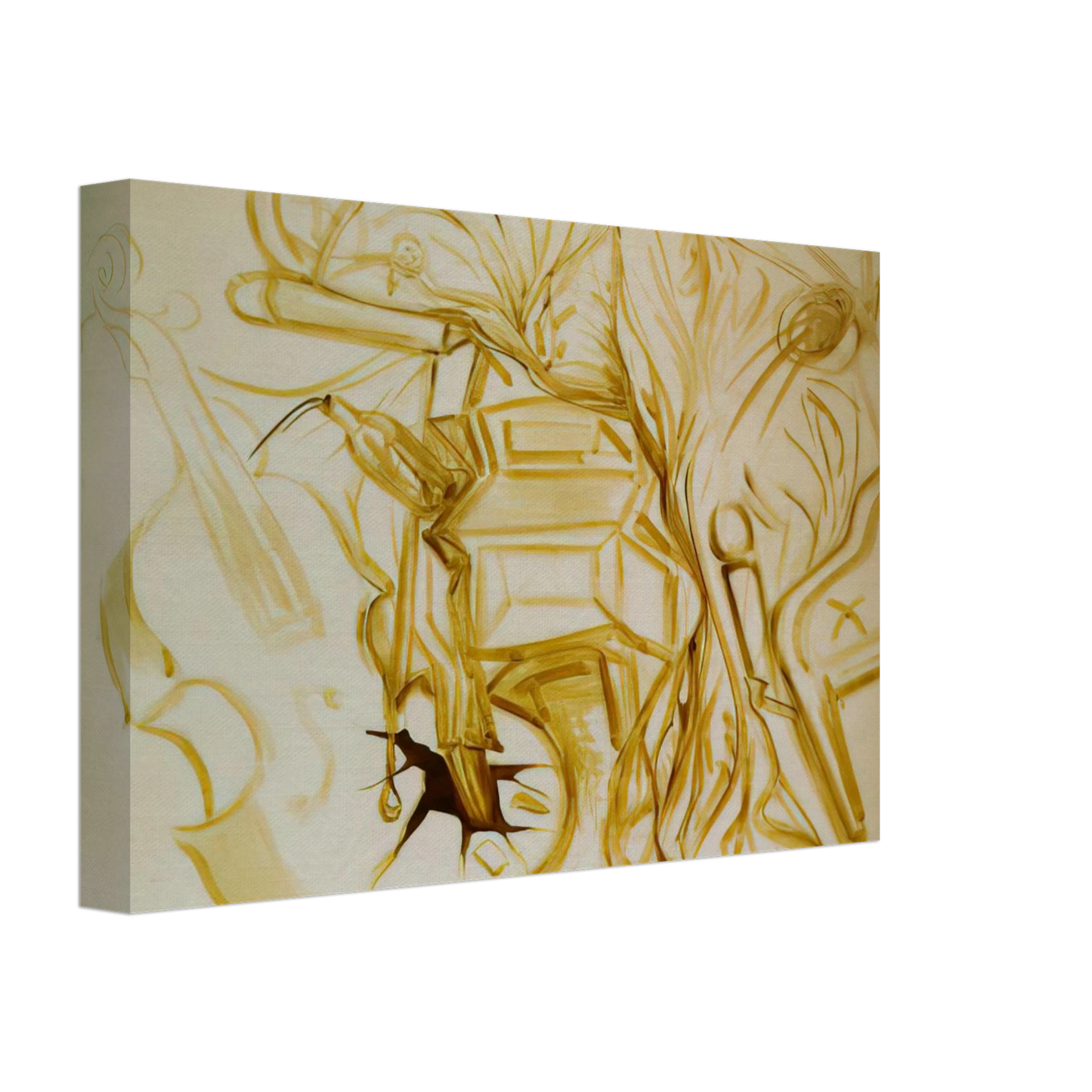 Salvador Dali - BED AND BEDSIDE TABLE FEROCIOUSLY ATTACKING A CELLO Canvas - 40x60 cm / 16x24 inches-canvas