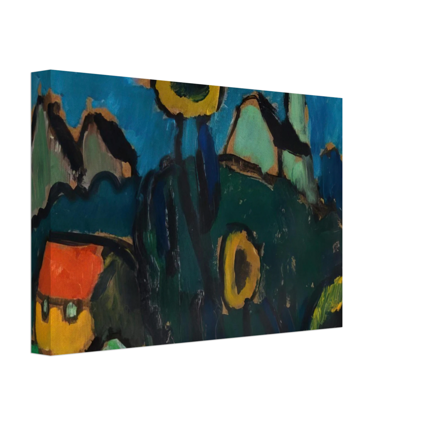 Gabriele Munter - LANDSCHAFT MIT SONNENBLUMEN 1910 Canvas - 70x100 cm / 28x40 inches-canvas