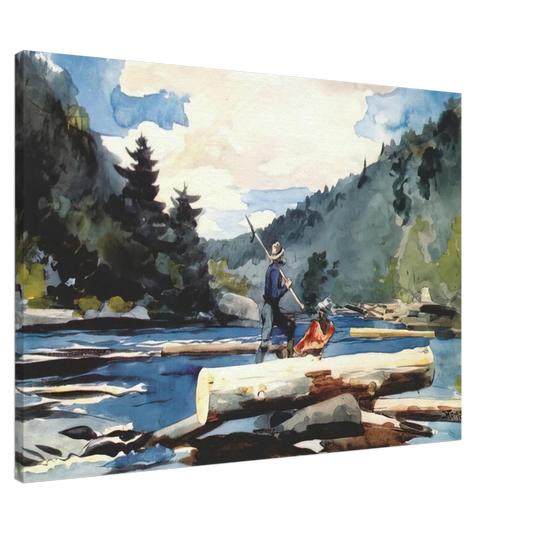 Winslow Homer - HUDSON RIVER LOGGING Canvas - 20x30 cm / 8x12 inches-canvas
