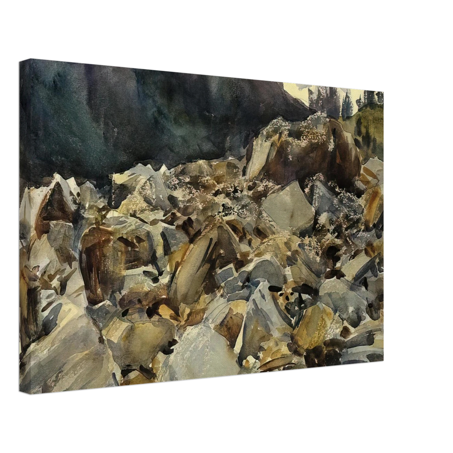 John Singer Sargent - Purtud, Alpine Scene and Boulders Canvas - 70x100 cm / 28x40 inches-canvas