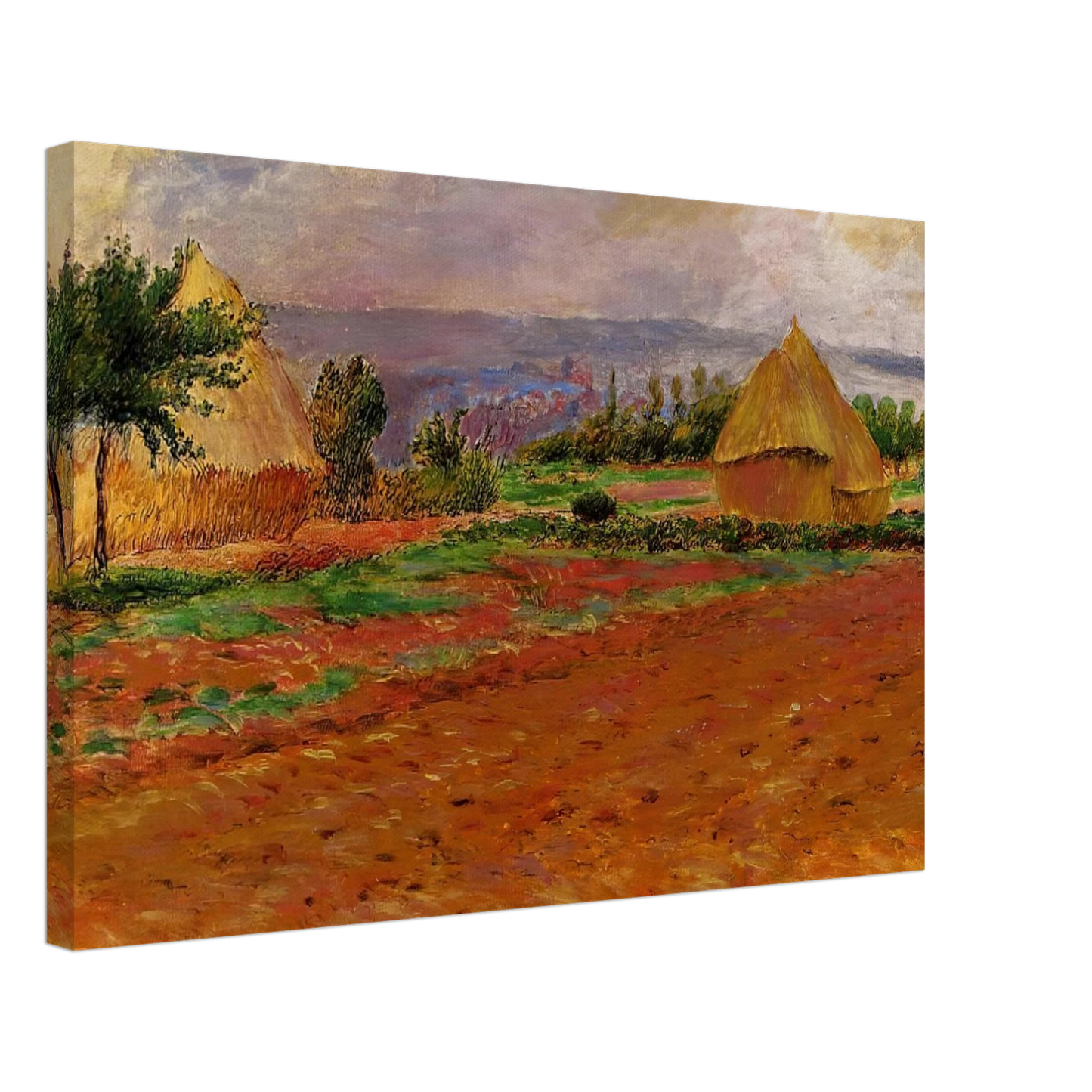 Pierre-Auguste Renoir - Field and Haystacks Canvas - 40x60 cm / 16x24 inches-canvas