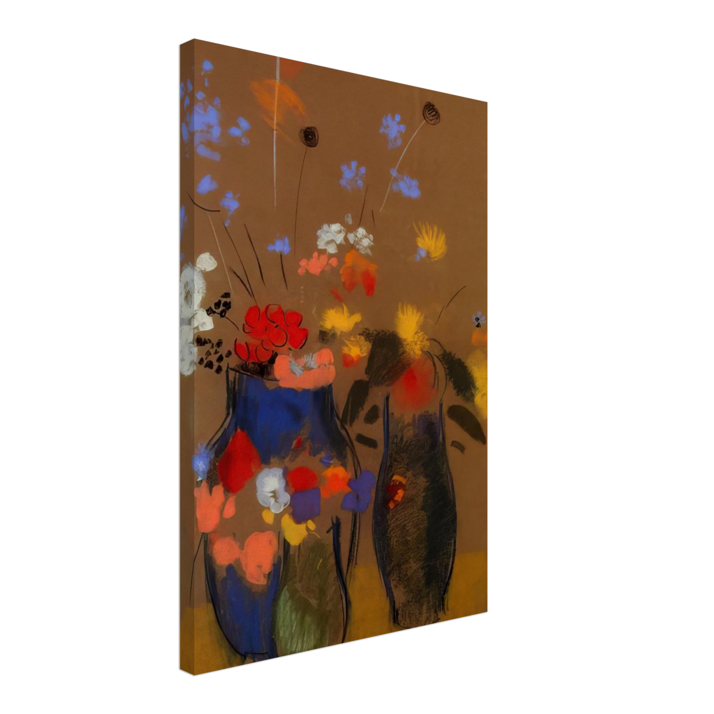 Odilon Redon - THREE VASES OF FLOWERS Canvas - 70x100 cm / 28x40 inches-canvas