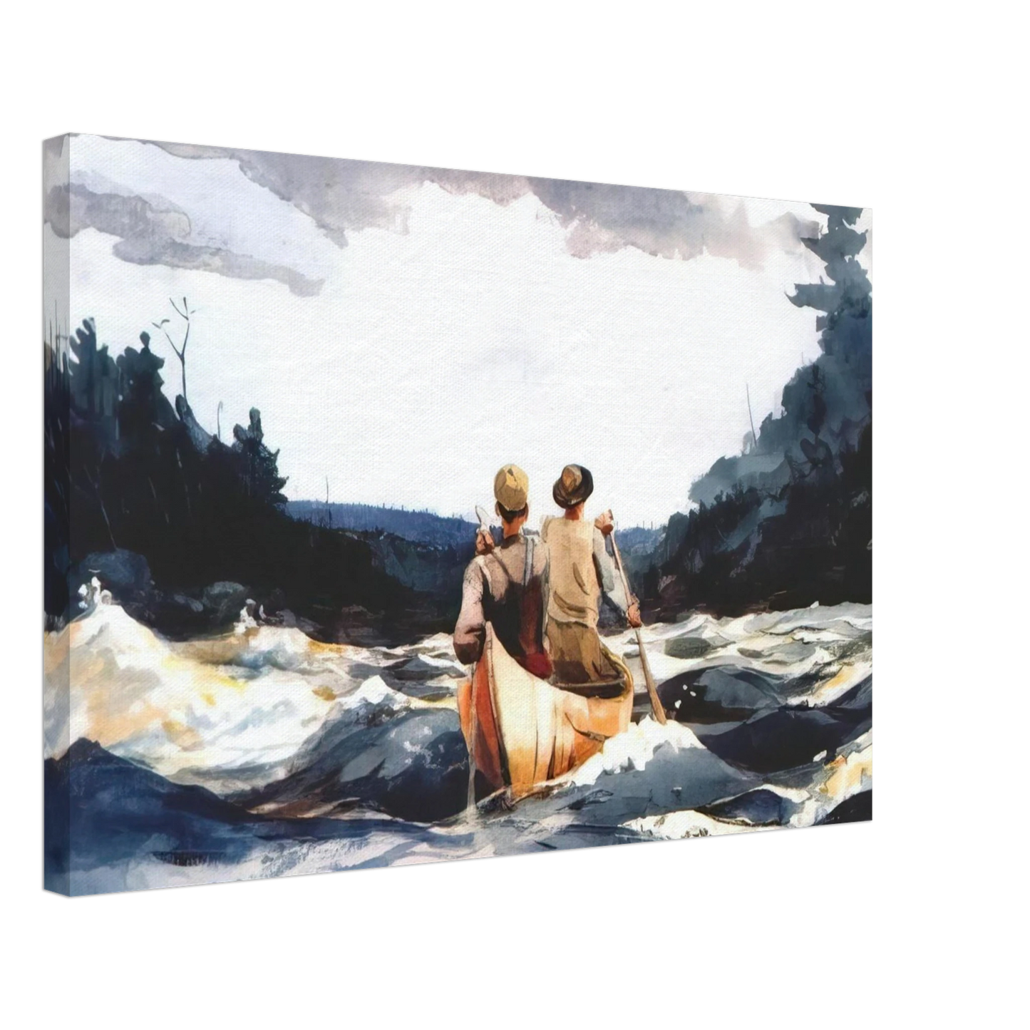 Winslow Homer - CANOE IN THE RAPIDS Canvas - 70x100 cm / 28x40 inches-canvas