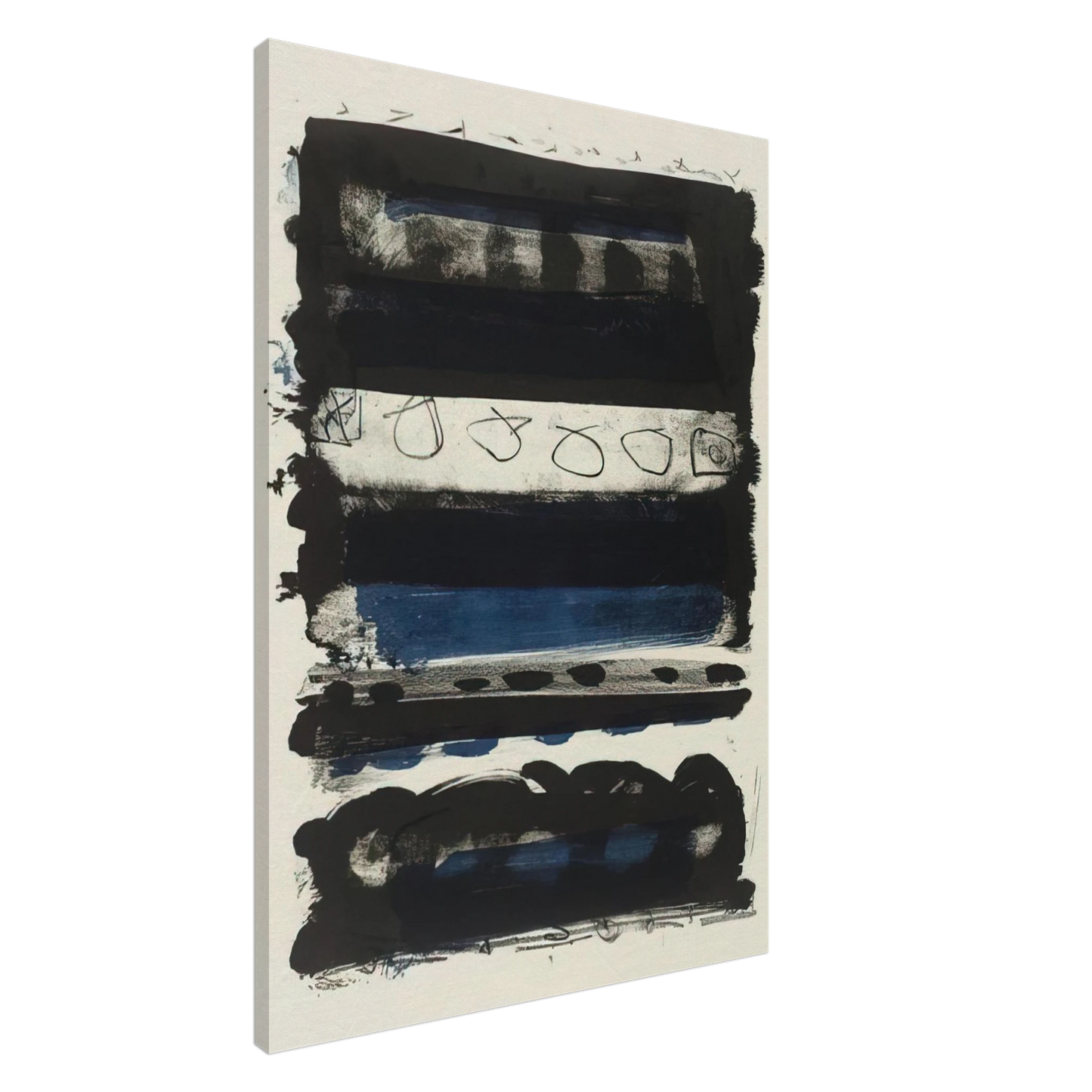 Patrick Heron - Black and Blue Stripes - 1958 Canvas - 20x30 cm / 8x12 inches-canvas