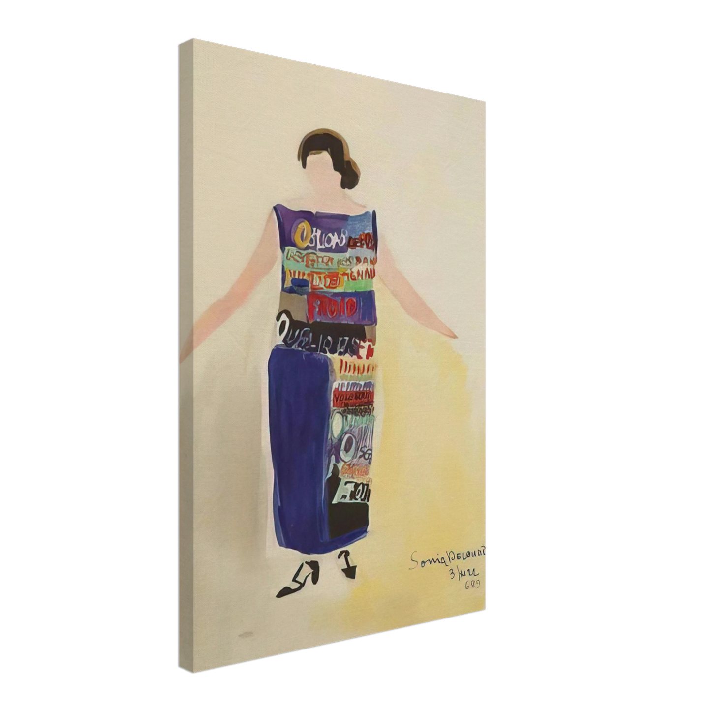 Sonia Delaunay - ROBE POEME OUBLIONS LES OISEAUX 1922 Canvas - 70x100 cm / 28x40 inches-canvas