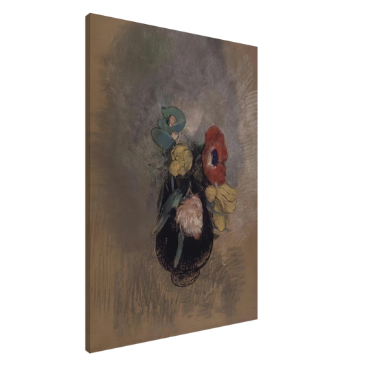 Odilon Redon - ANEMONES AND TULIPS Canvas - 20x30 cm / 8x12 inches-canvas