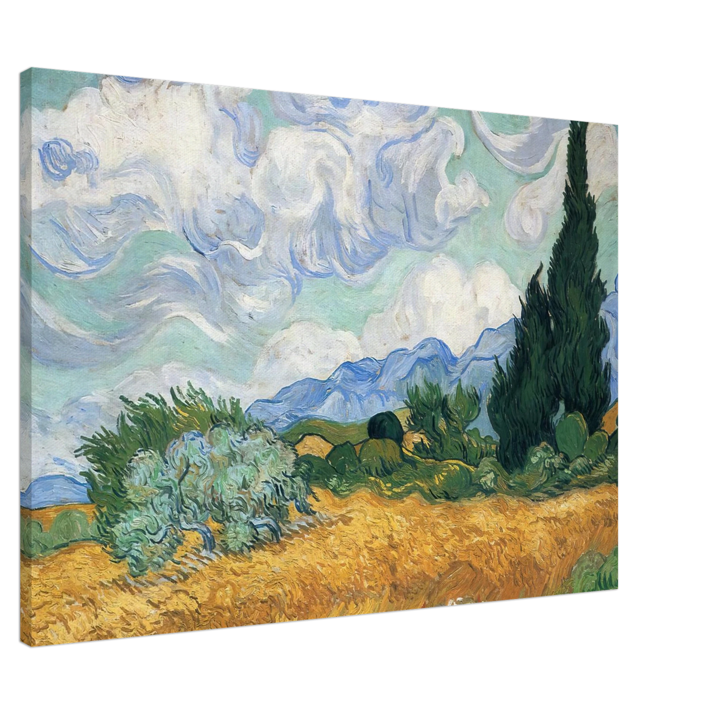 Vincent van Gogh - Wheatfield with cypress tree Canvas - 20x30 cm / 8x12 inches-canvas