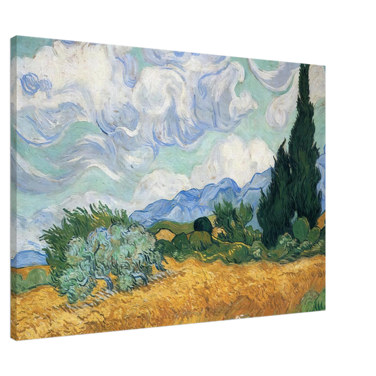 Vincent van Gogh - Wheatfield with cypress tree Canvas - 20x30 cm / 8x12 inches-canvas
