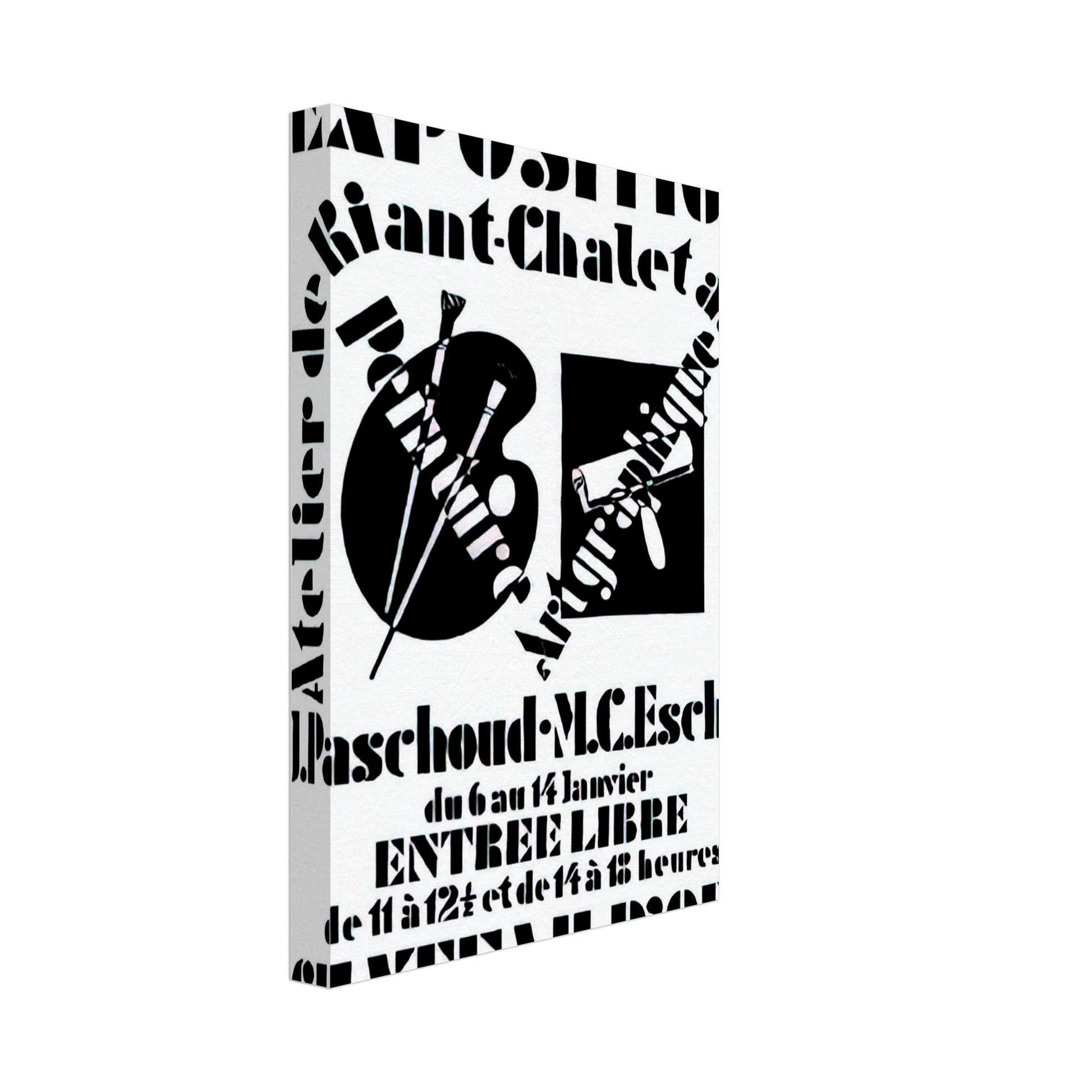 MC Escher - POSTER FOR EXHIBITION JOHN PASCHOUD AND M C ESCHER DECEMBER 1936 1936 Canvas - 70x100 cm / 28x40 inches-canvas