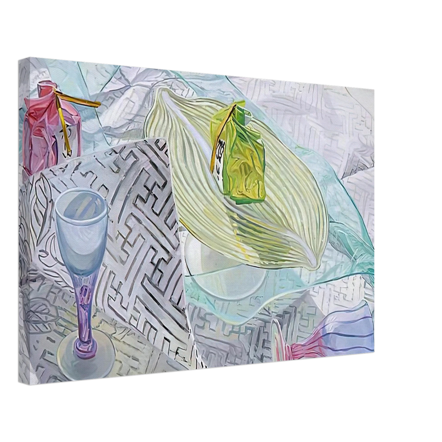 Janet Fish - DISHES FROM JAPAN 2003 Canvas - 40x60 cm / 16x24 inches-canvas