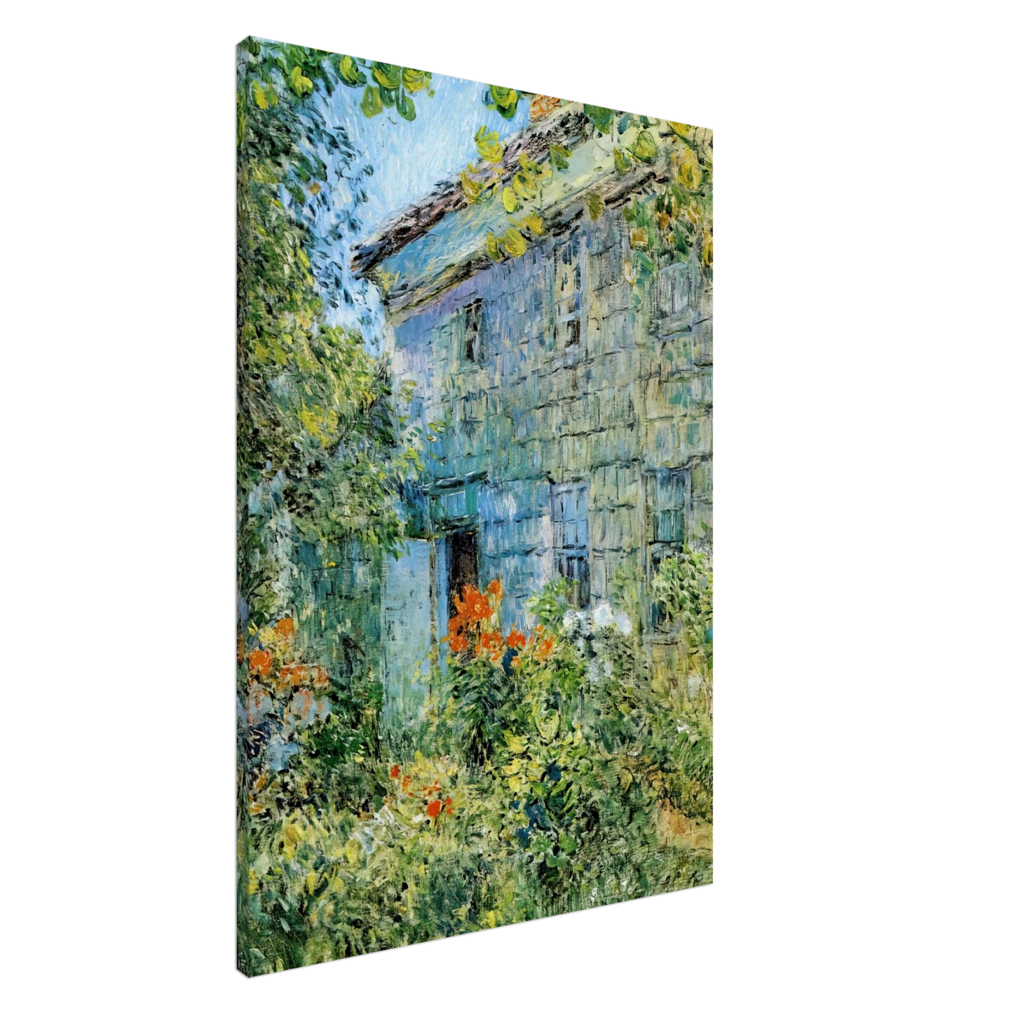 Childe Hassam - Old House and Garden, East Hampton Canvas - 20x30 cm / 8x12 inches-canvas