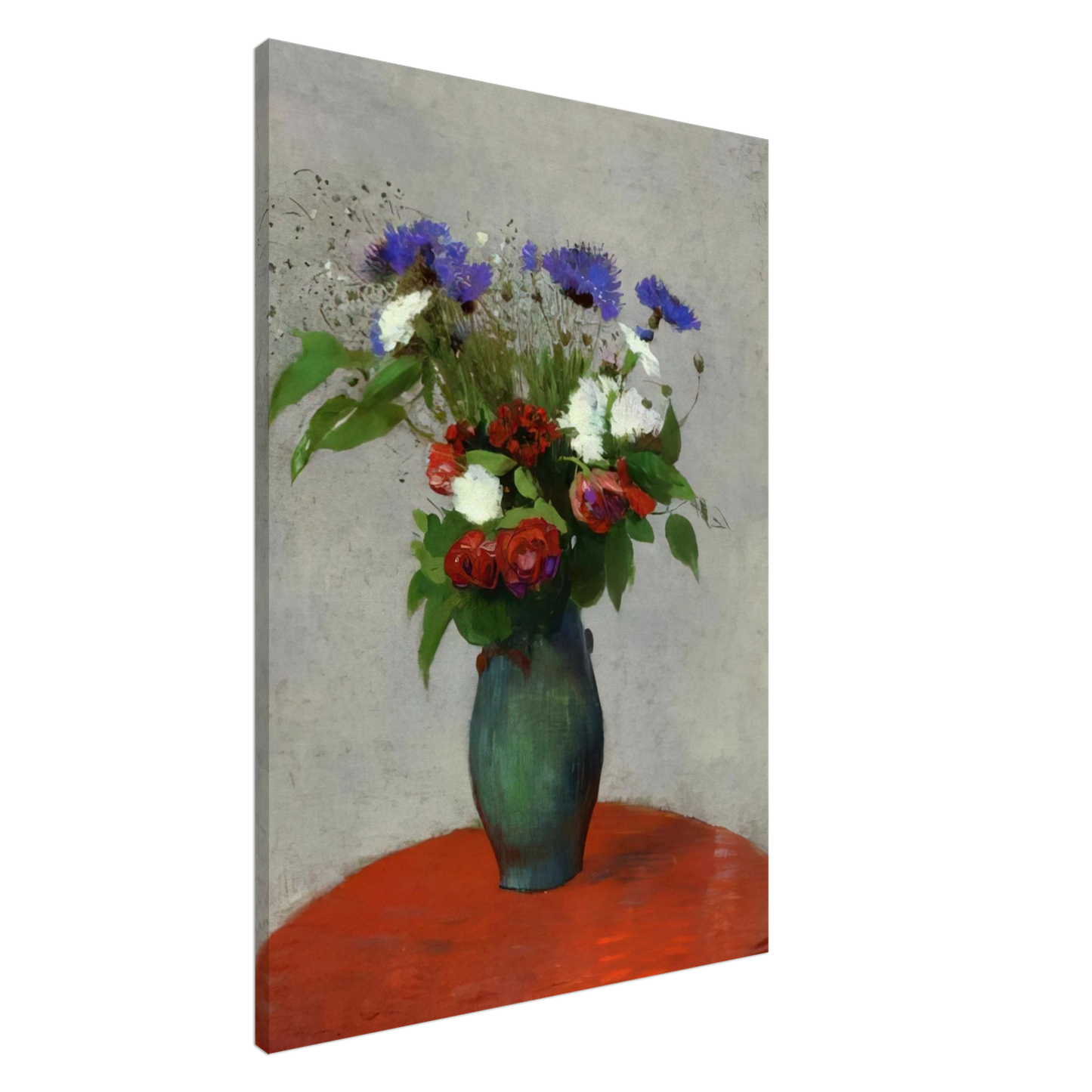 Odilon Redon - VASE OF FLOWERS ON A RED TABLECLOTH Canvas - 20x30 cm / 8x12 inches-canvas