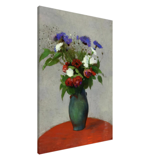 Odilon Redon - VASE OF FLOWERS ON A RED TABLECLOTH Canvas - 20x30 cm / 8x12 inches-canvas
