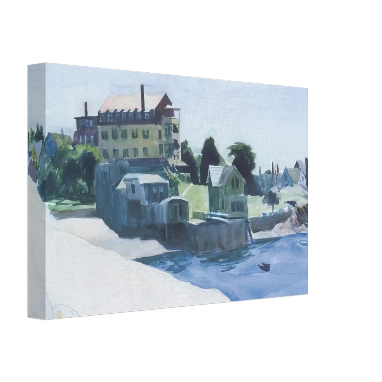 Edward Hopper - Small Town on Cove Canvas - 70x100 cm / 28x40 inches-canvas