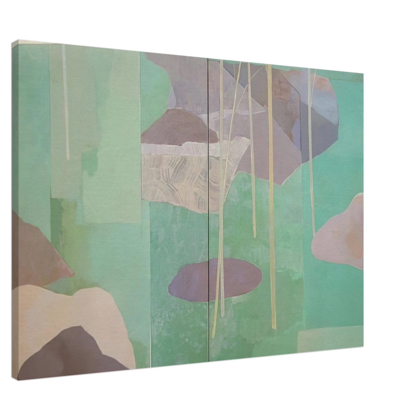 Kenzo Okada - Young Bamboo Diptych - Abstract Expressionism Canvas - 20x30 cm / 8x12 inches-canvas