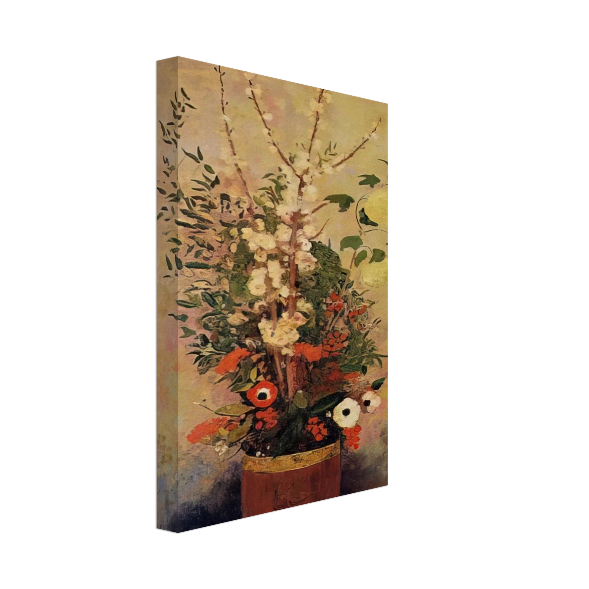 Odilon Redon - VASE OF FLOWERS WITH BRANCHES OF A FLOWERING APPLE TREE Canvas - 70x100 cm / 28x40 inches-canvas