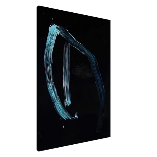 Jiro Yoshihara - Blue Calligraphic Lines on Dark Blue - 1963 Canvas - 20x30 cm / 8x12 inches-canvas