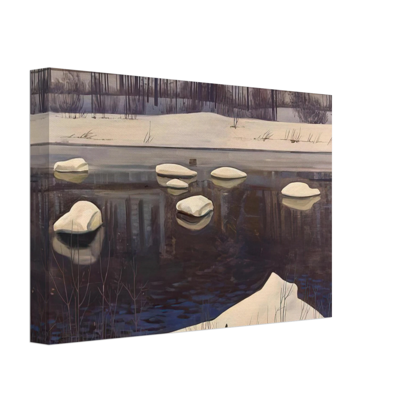 Rockwell Kent - Au Sable River, Winter, Adirondacks Canvas - 70x100 cm / 28x40 inches-canvas