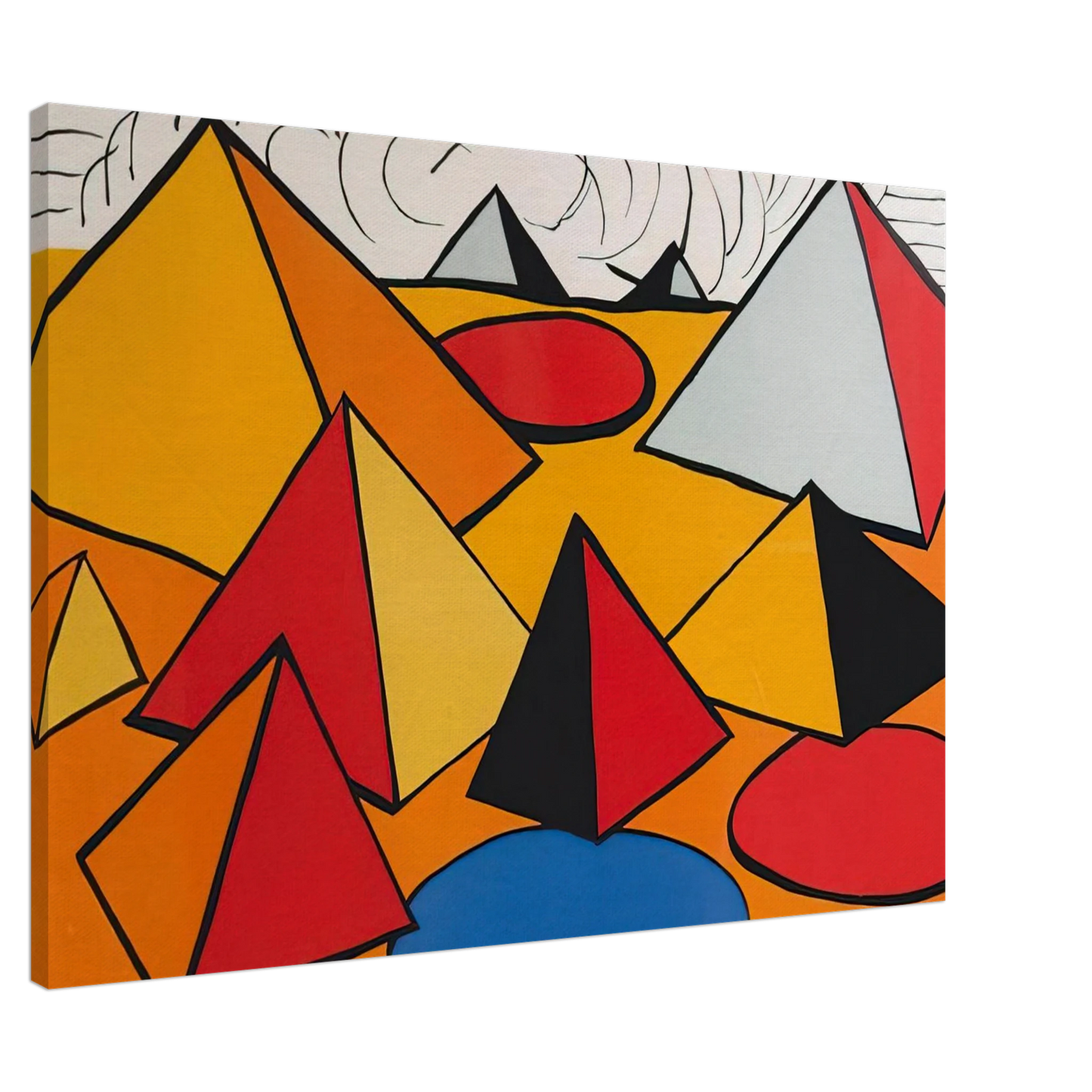Alexander Calder - PRYAMIDS AND CLOUDS 1970 Canvas - 20x30 cm / 8x12 inches-canvas