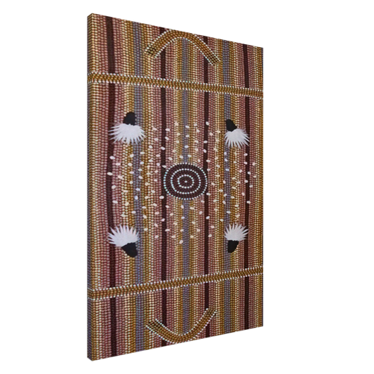 Clifford Possum Tjapaltjarri - Bush Plum Dreaming - Native Art Canvas - 20x30 cm / 8x12 inches-canvas