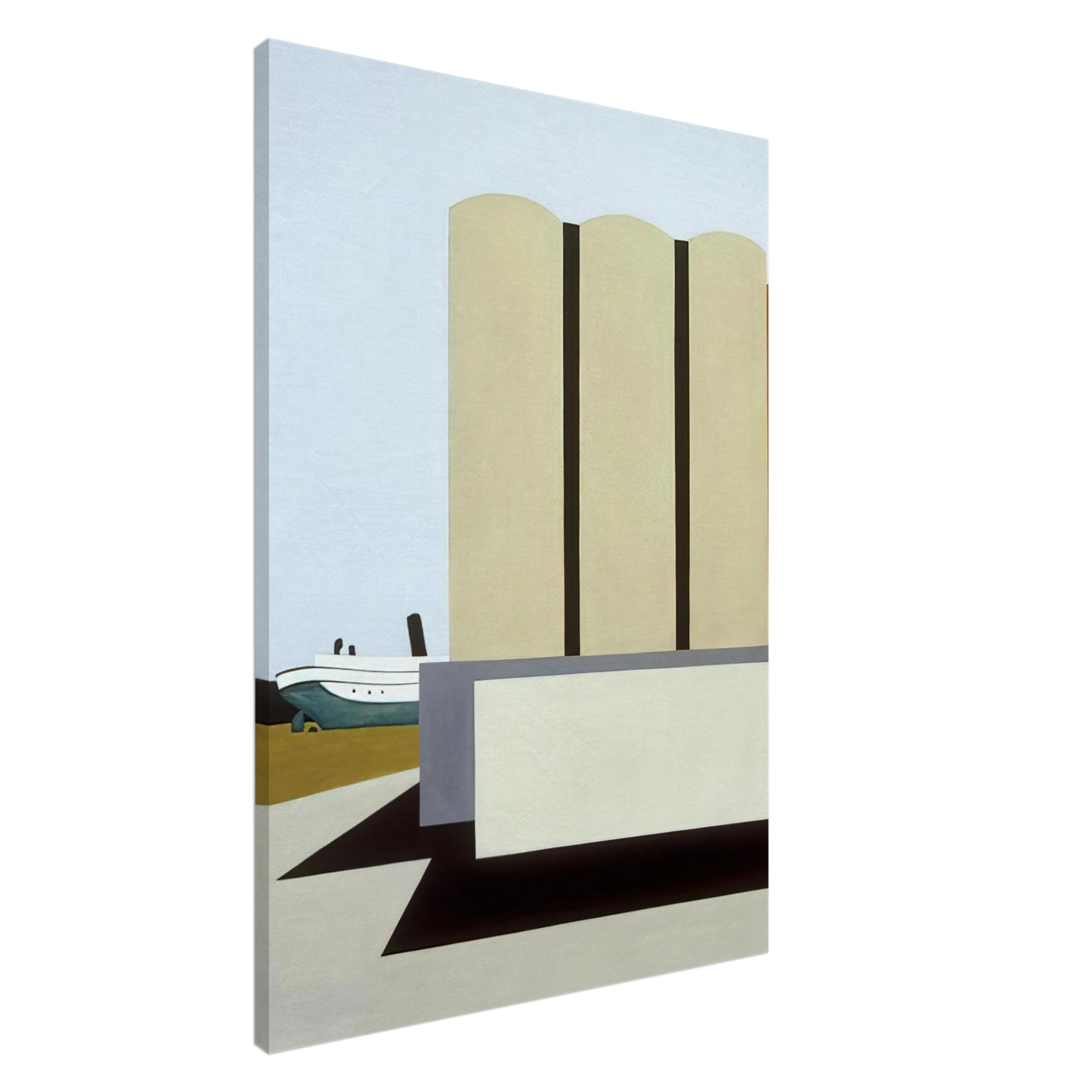 Ralston Crawford - Boat and Grain Elevators No. 2 - 1942 Canvas - 20x30 cm / 8x12 inches-canvas