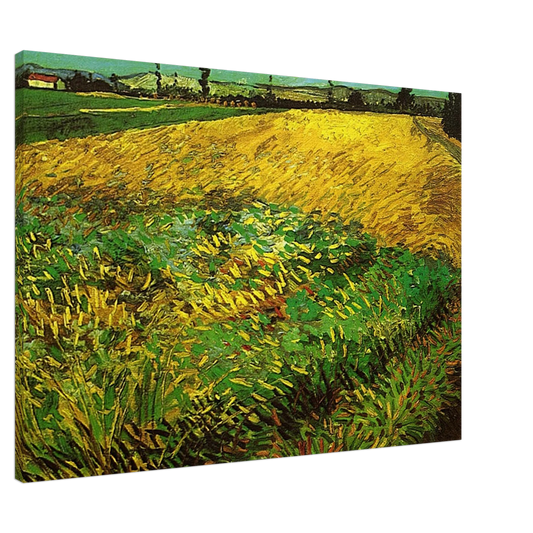 Vincent van Gogh - Wheat Field with the Alpilles Foothills in the Background Canvas - 20x30 cm / 8x12 inches-canvas