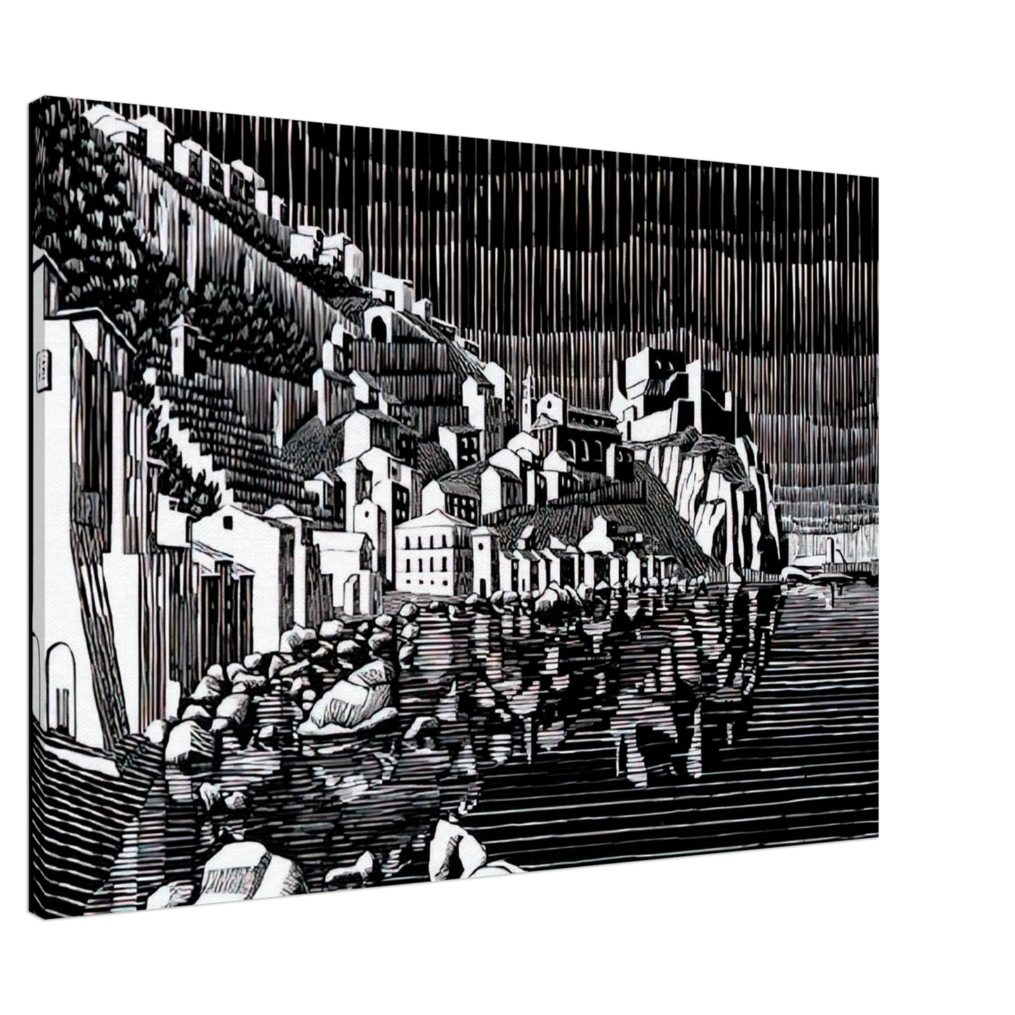 MC Escher - SCILLA CALABRIA FEBRUARY 1931 1931 Canvas - 20x30 cm / 8x12 inches-canvas